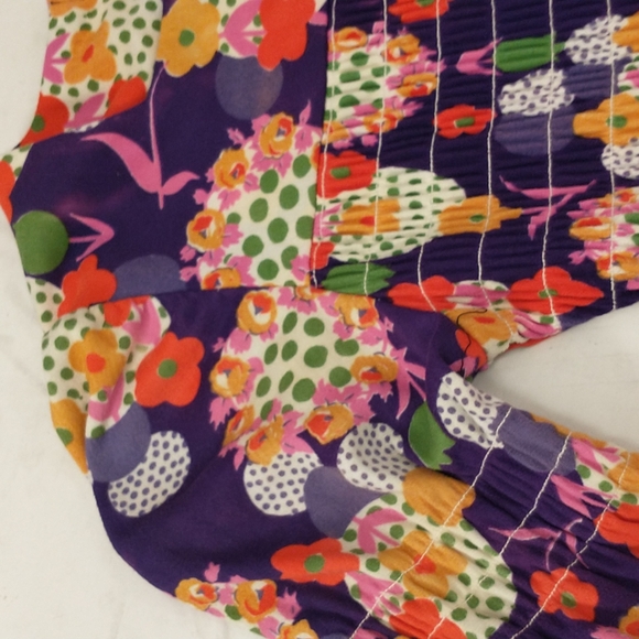 True Vintage Flower Power 70's Maxi Dress Girls Teen Mod Print See Measurements - Picture 8 of 10